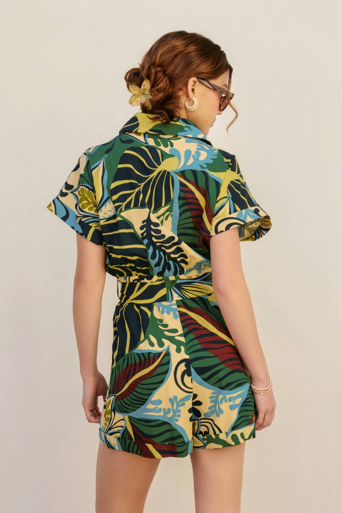 Beach House Rolled Short Sleeve Romper