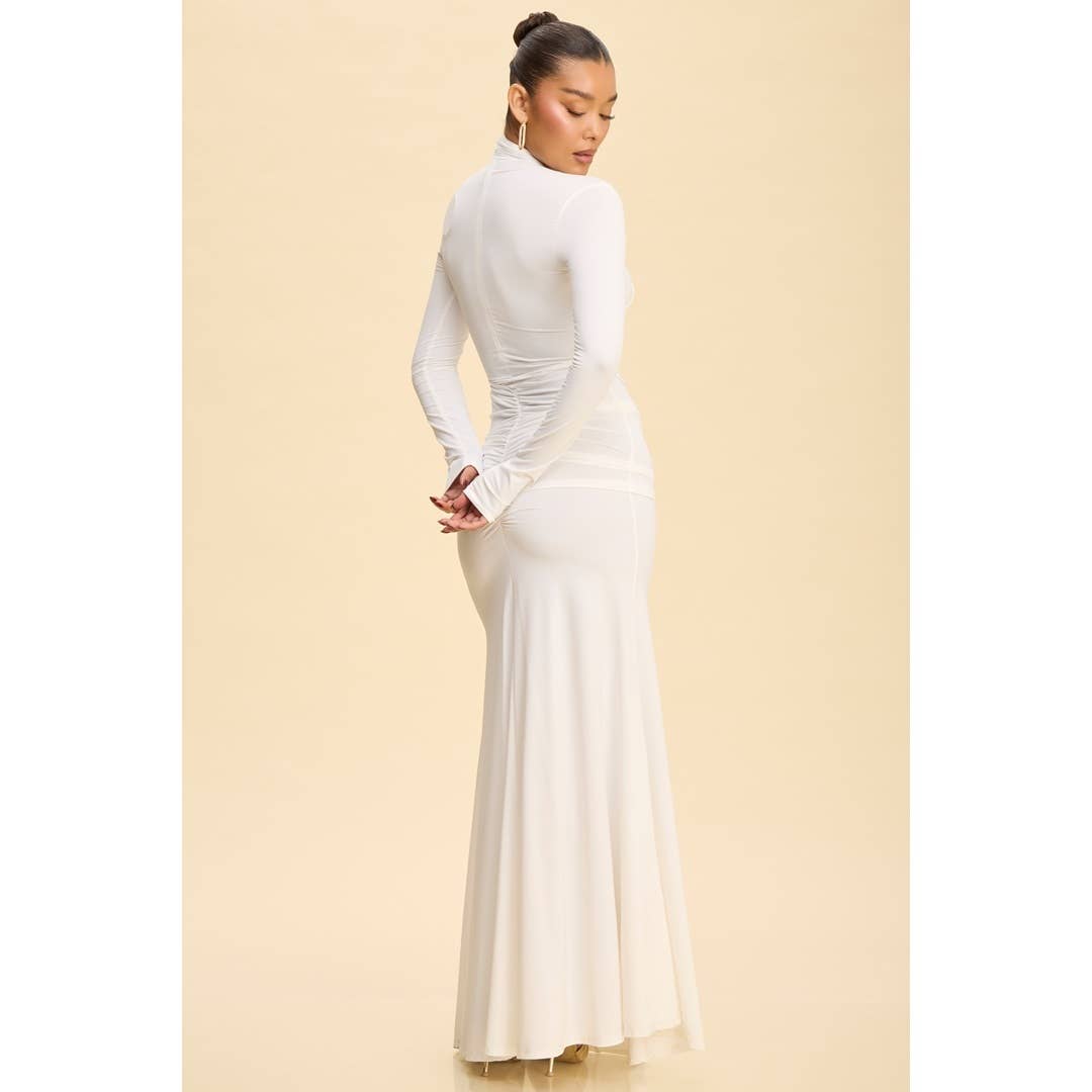 HALTER RUCHED MAXI DRESS