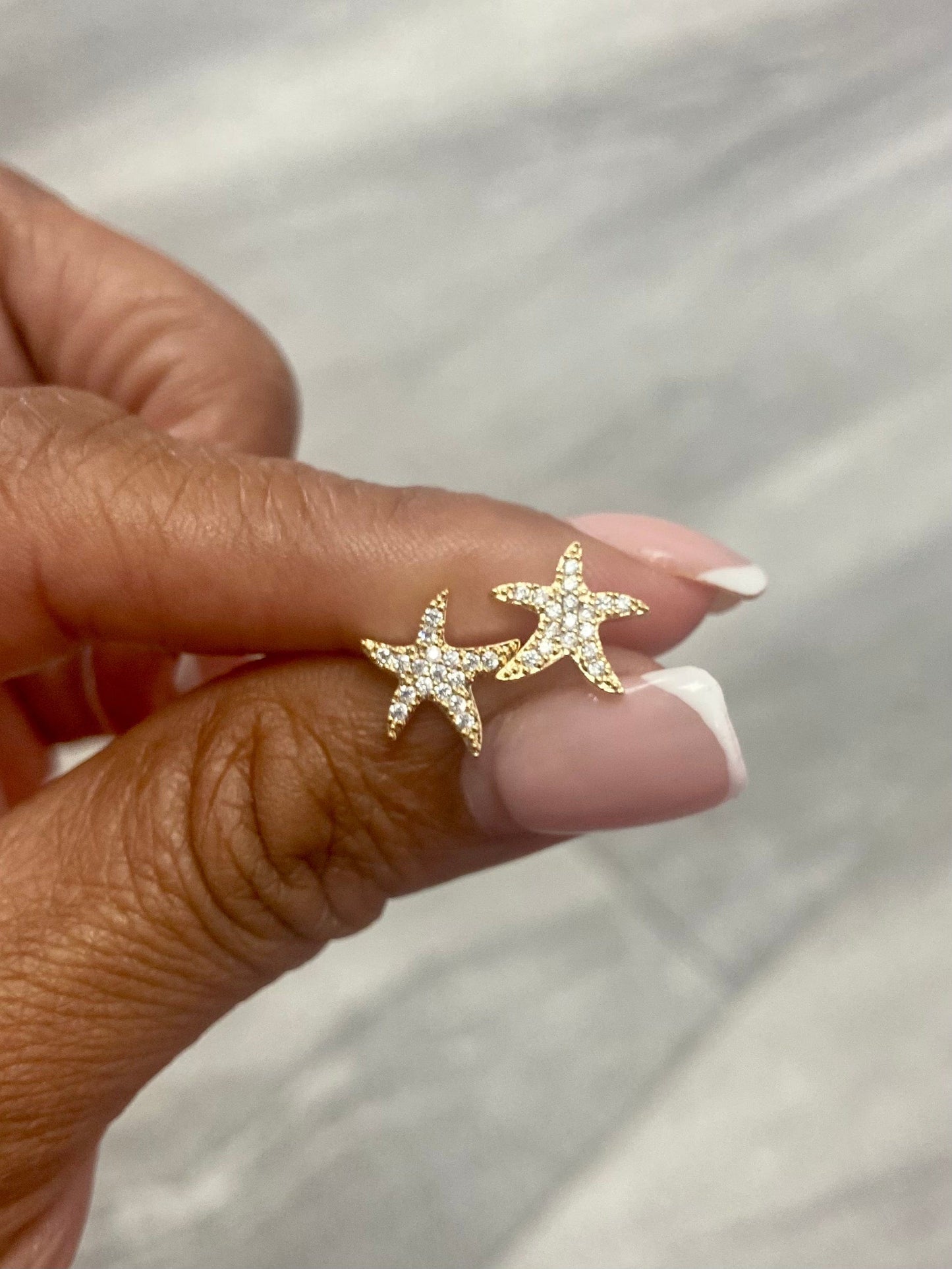 Diamond StarFish Gold Stud Earrings