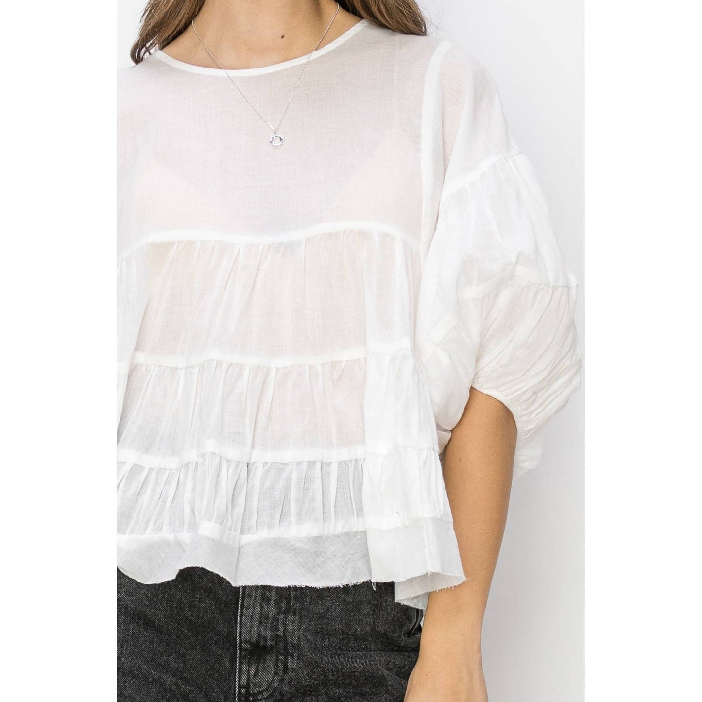 Pure Love Babydoll Blouse (OFF WHITE)