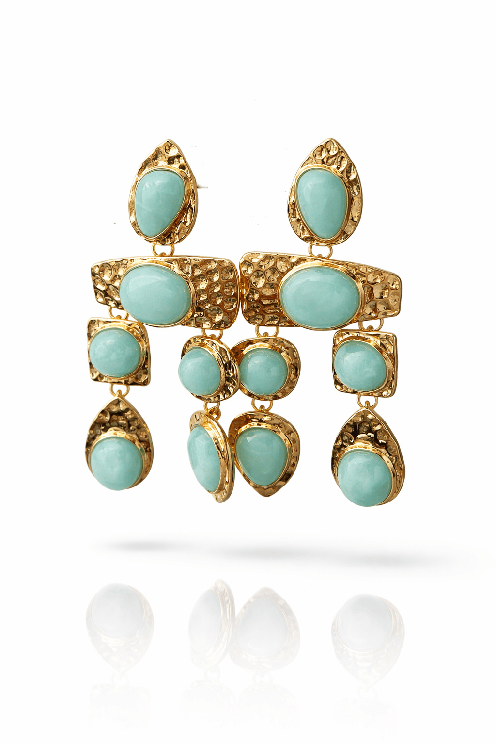 Tower Tear Drop Earrings (Aqua)