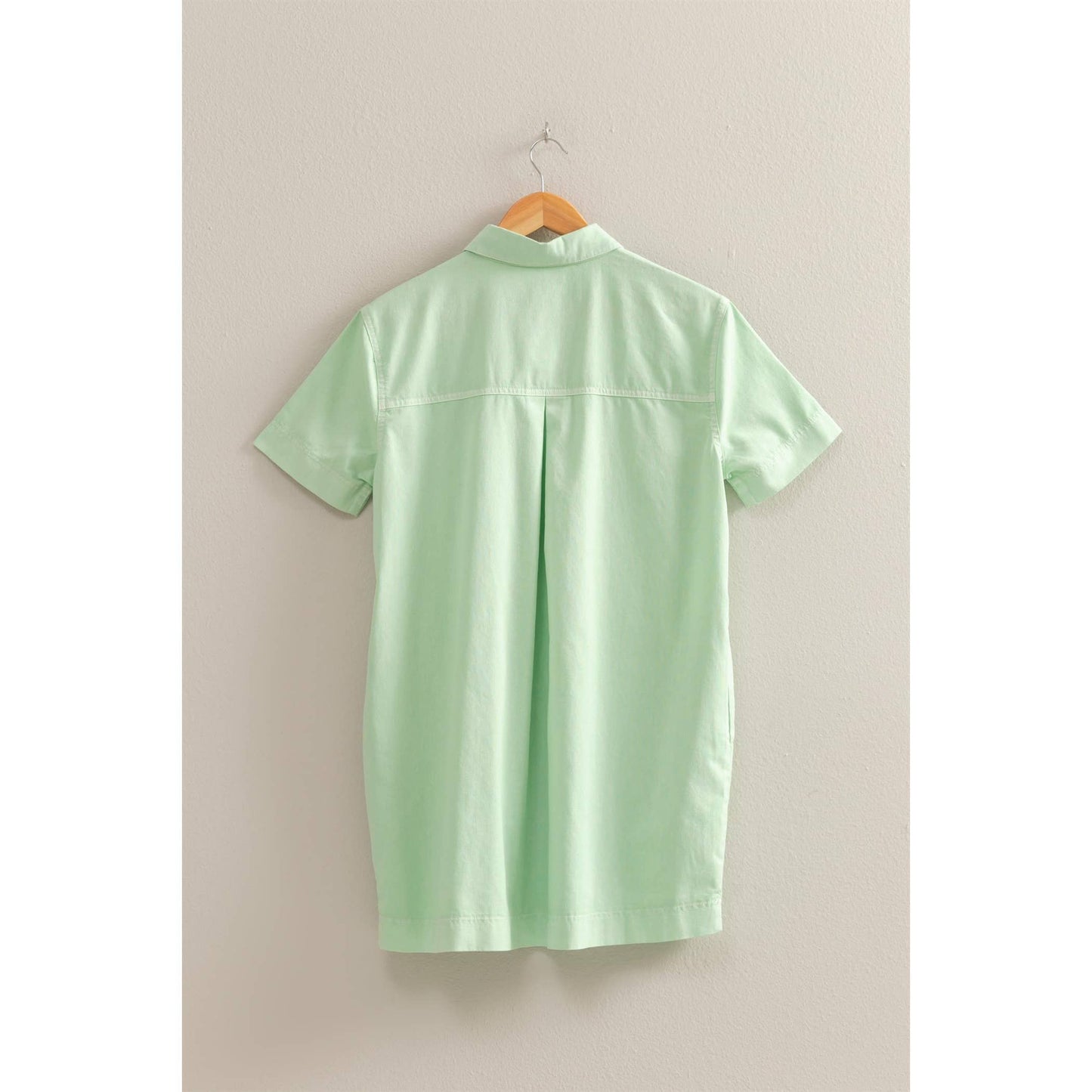 Half Button Up Short Sleeve Mini Dress (CREAM)