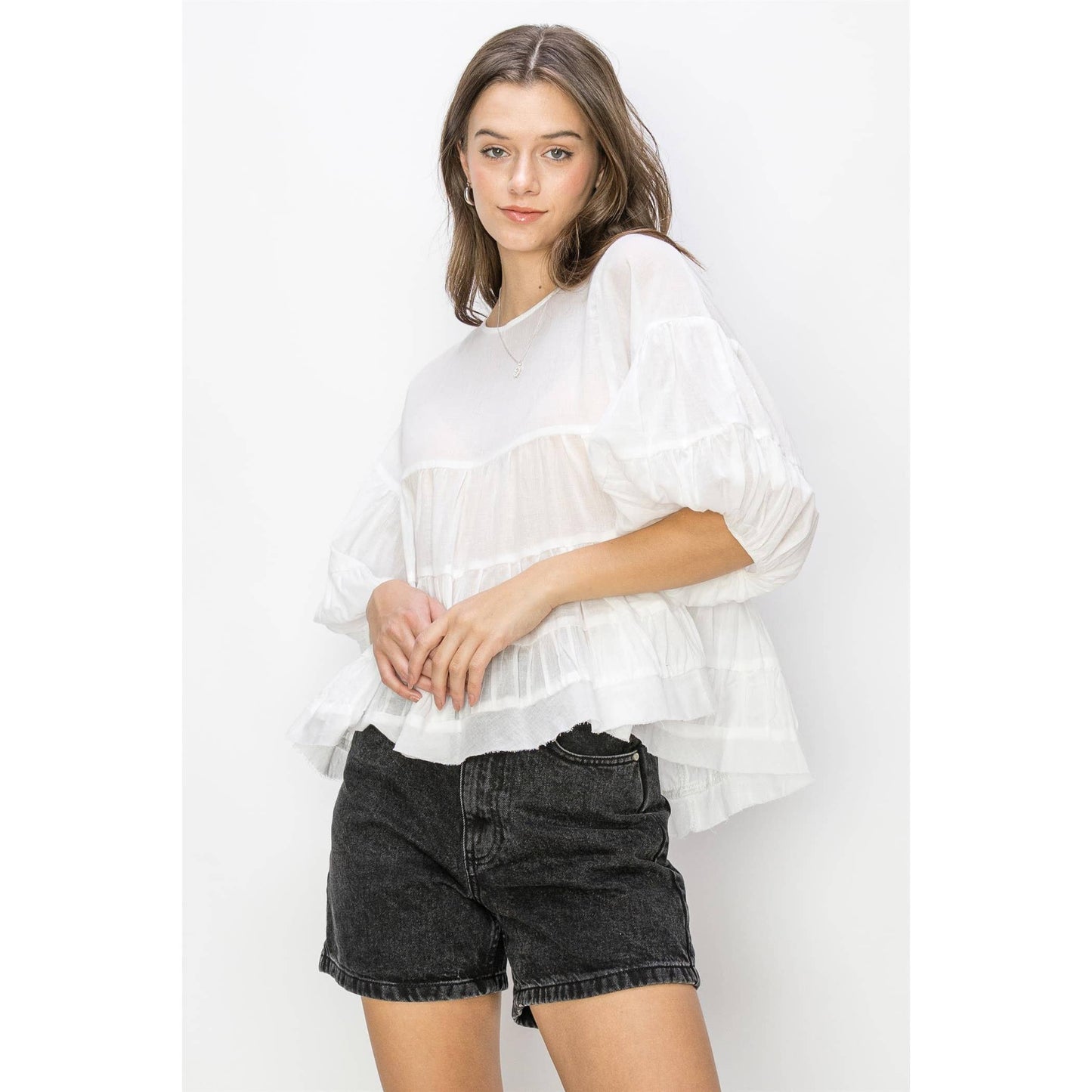 Pure Love Babydoll Blouse (OFF WHITE)