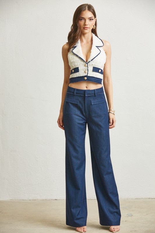 DENIM TWEED VEST & PANTS SET