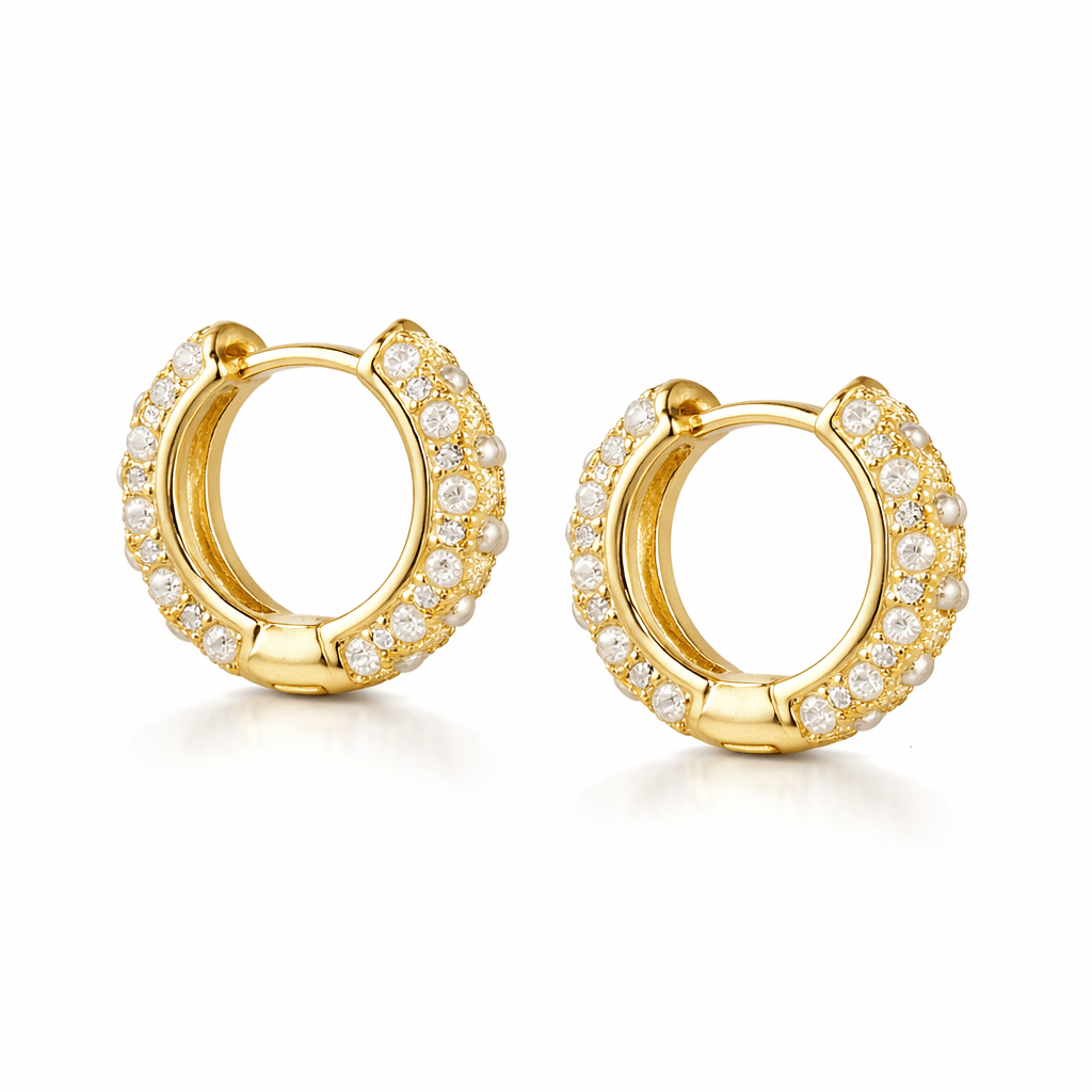 Gold Multiple Pearl Huggies