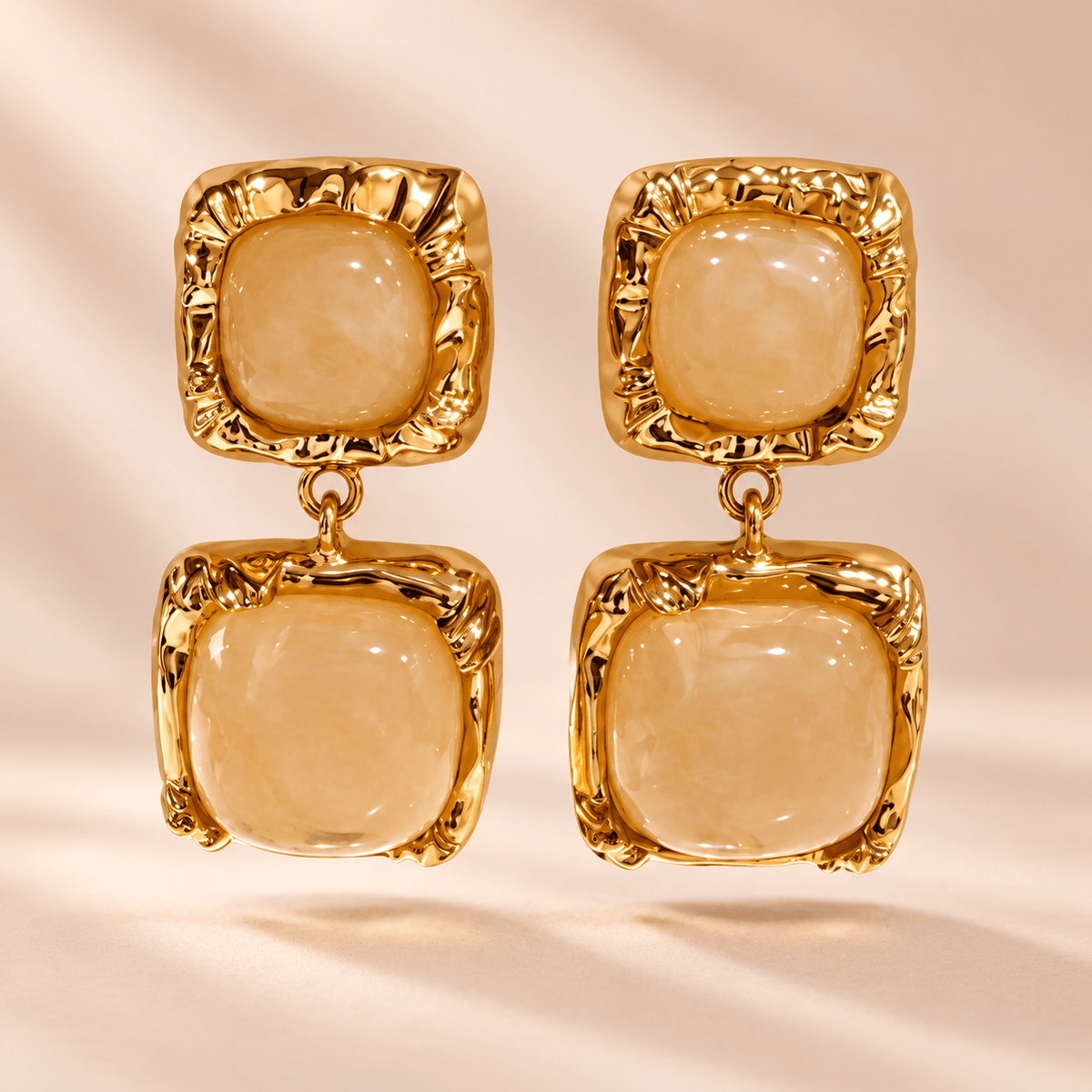 Cream Square Drop Earrings