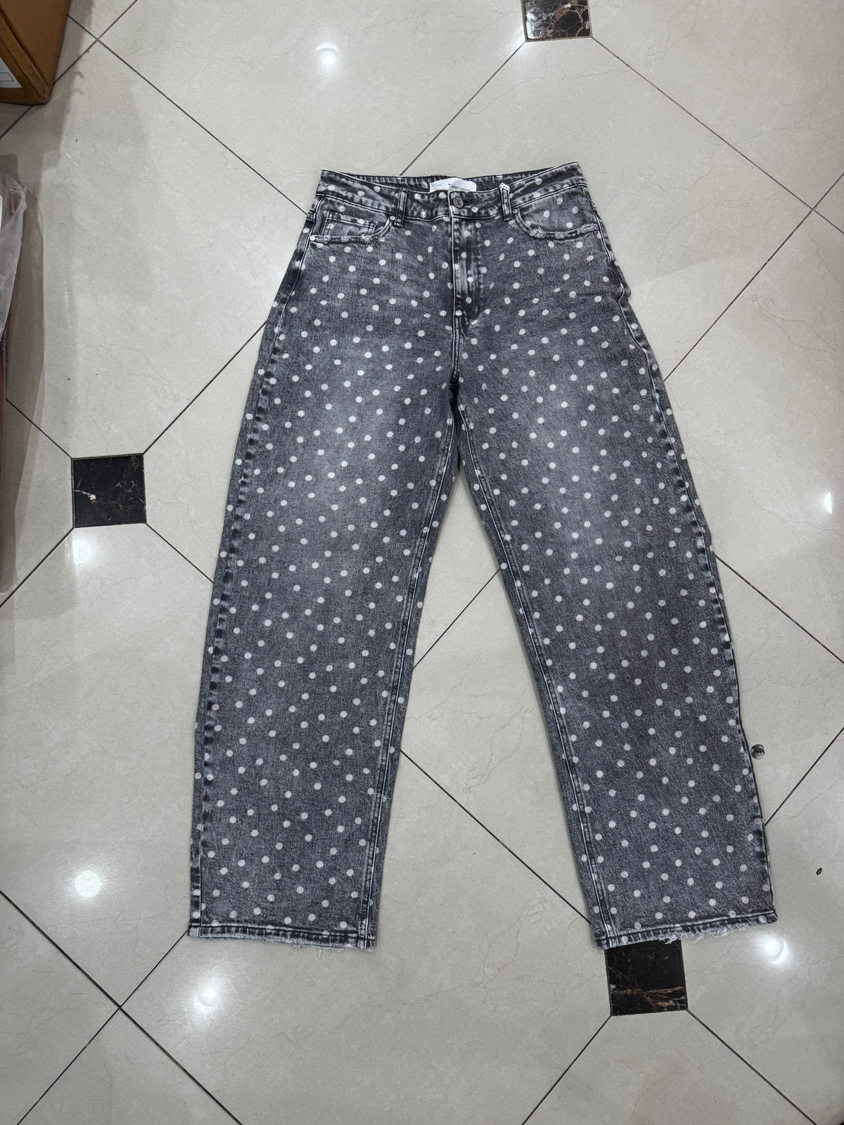 Denim Polka Dot Barrel Pants