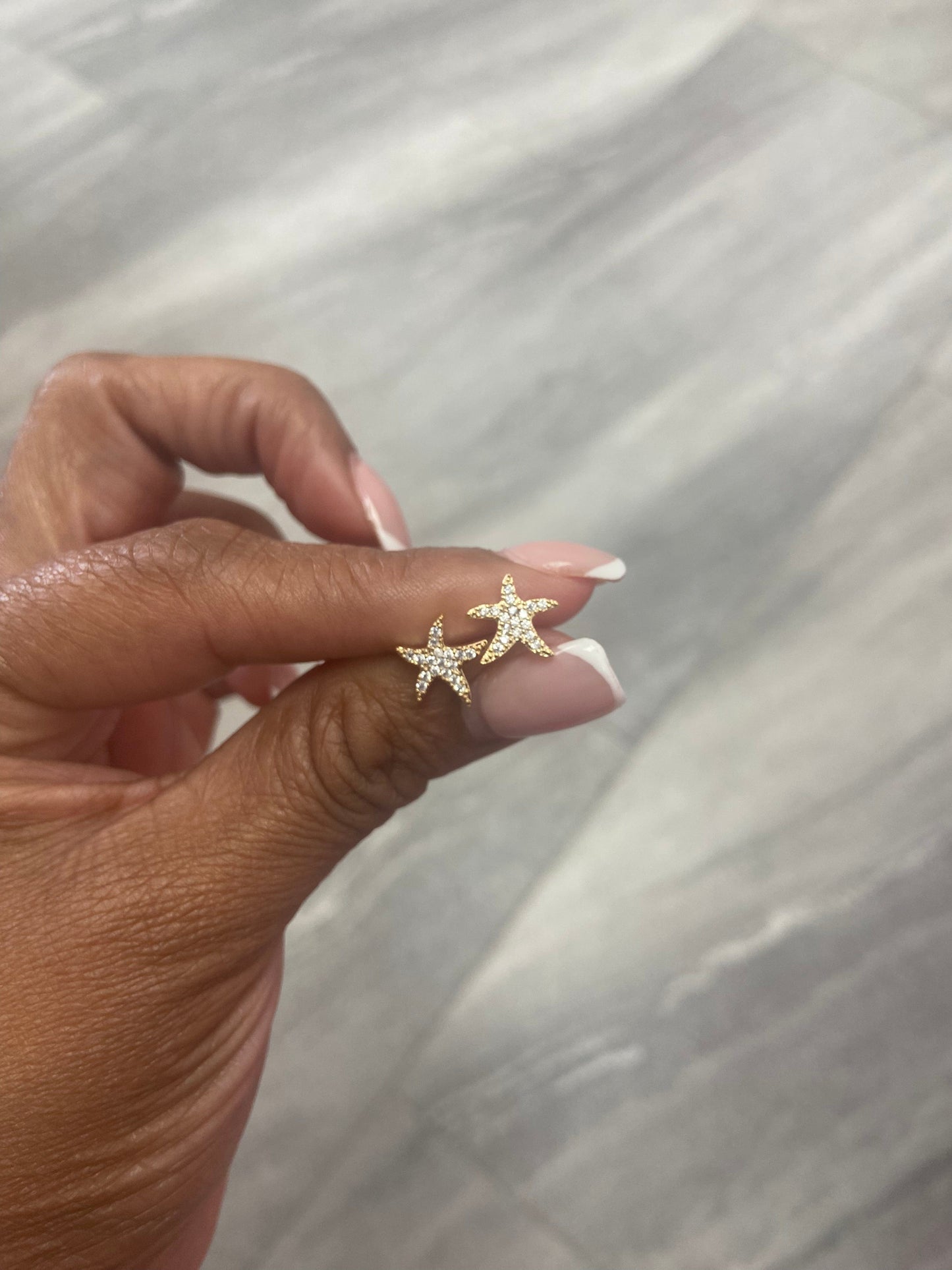 Diamond StarFish Gold Stud Earrings