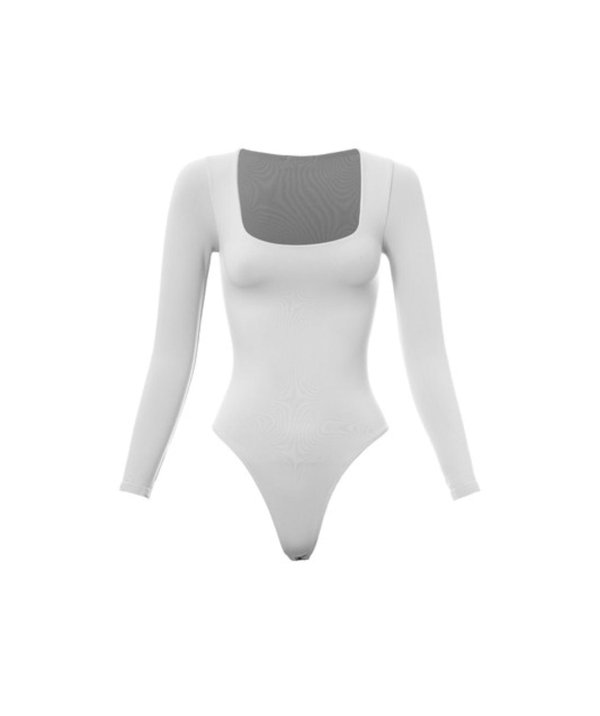 LONGSLEEVE SQUARE NECK BODYSUIT (WHITE)