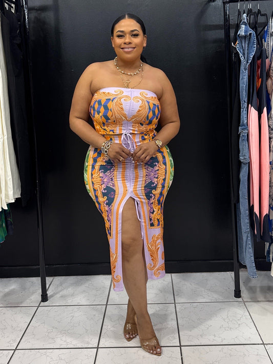 Adjustable Ruching Midi Skirt Set