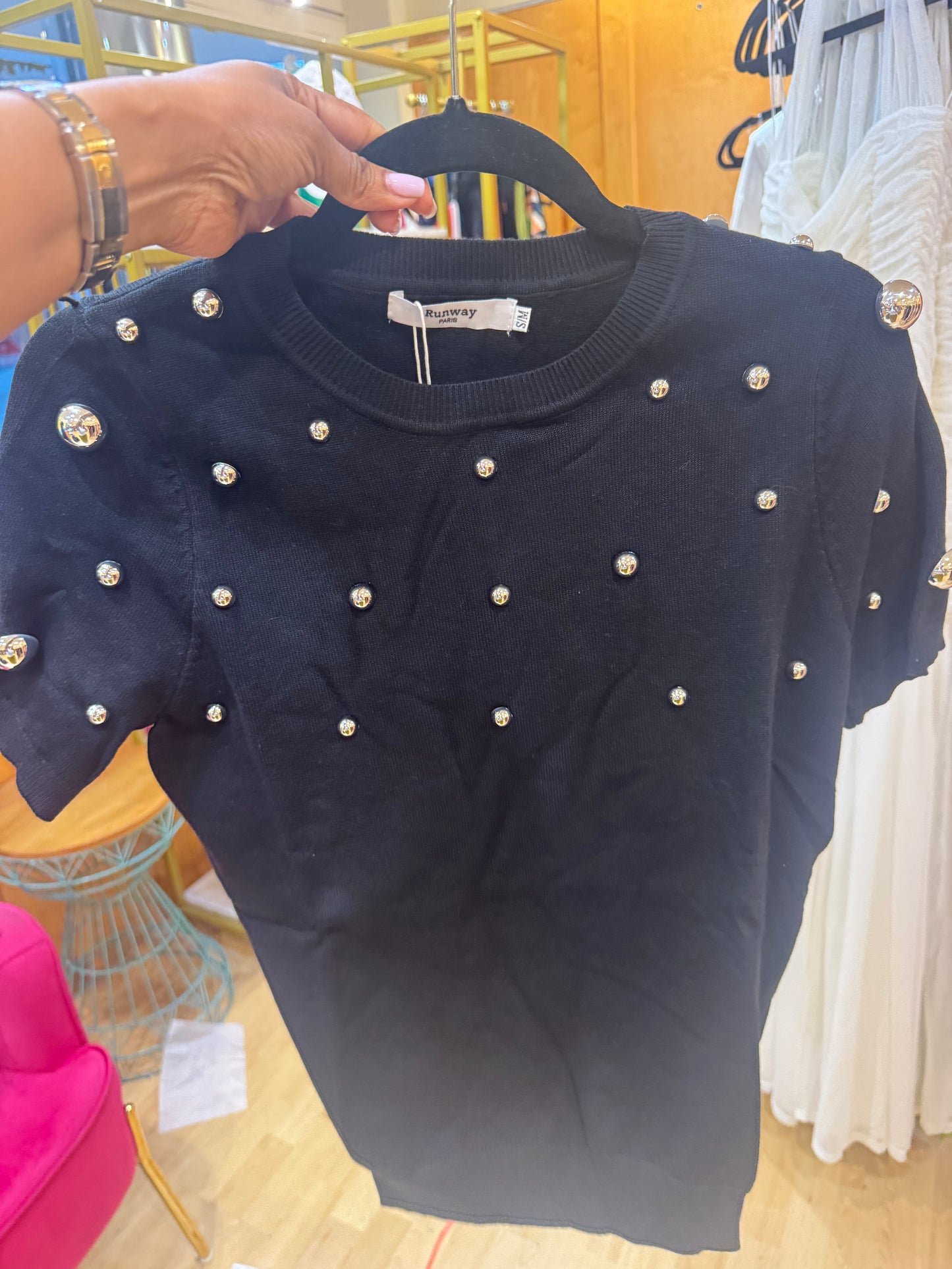 Studded Knit Sweater (Black)