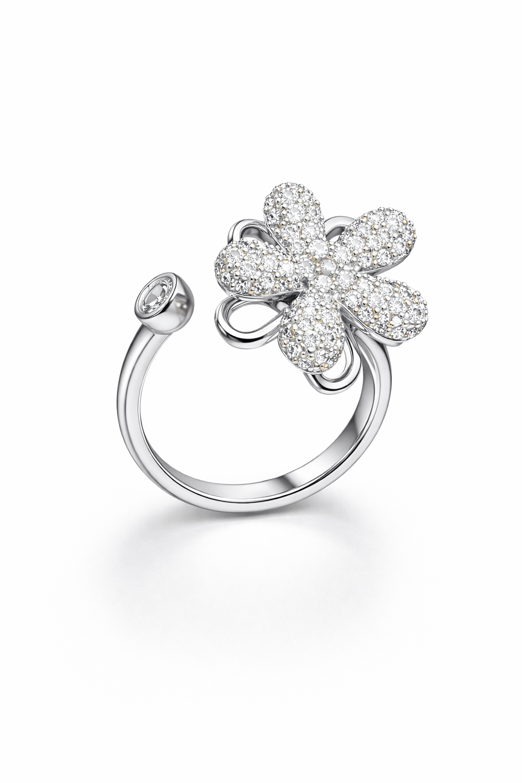 Flower Glow Spinning Silver Ring