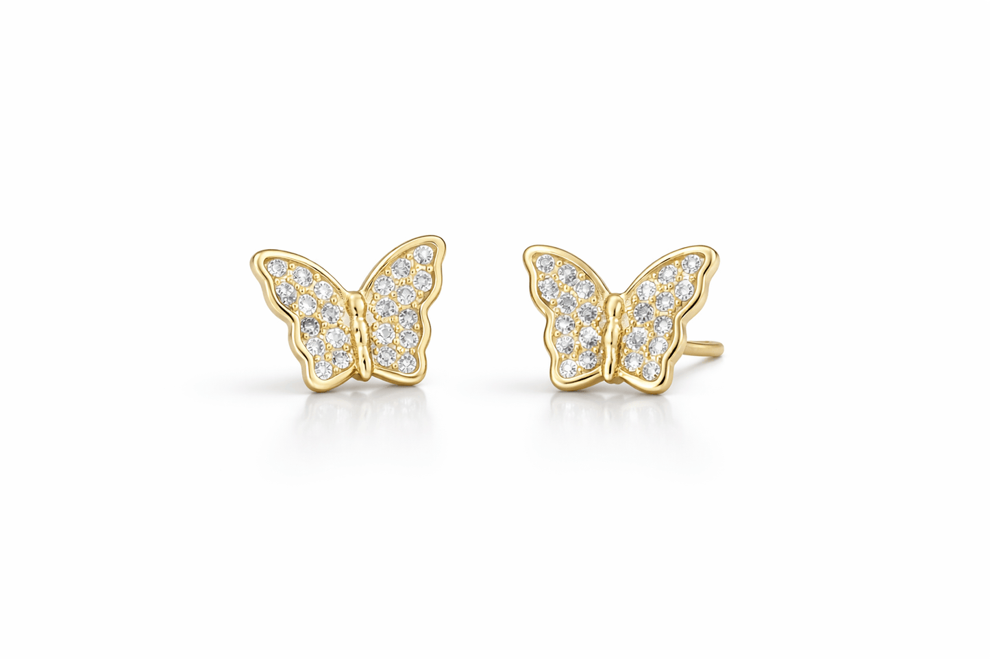 Butterfly Sparkle Gold Stud Earrings