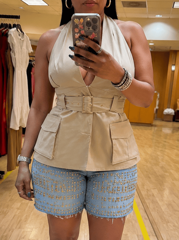 Belted Cargo Halter Vest