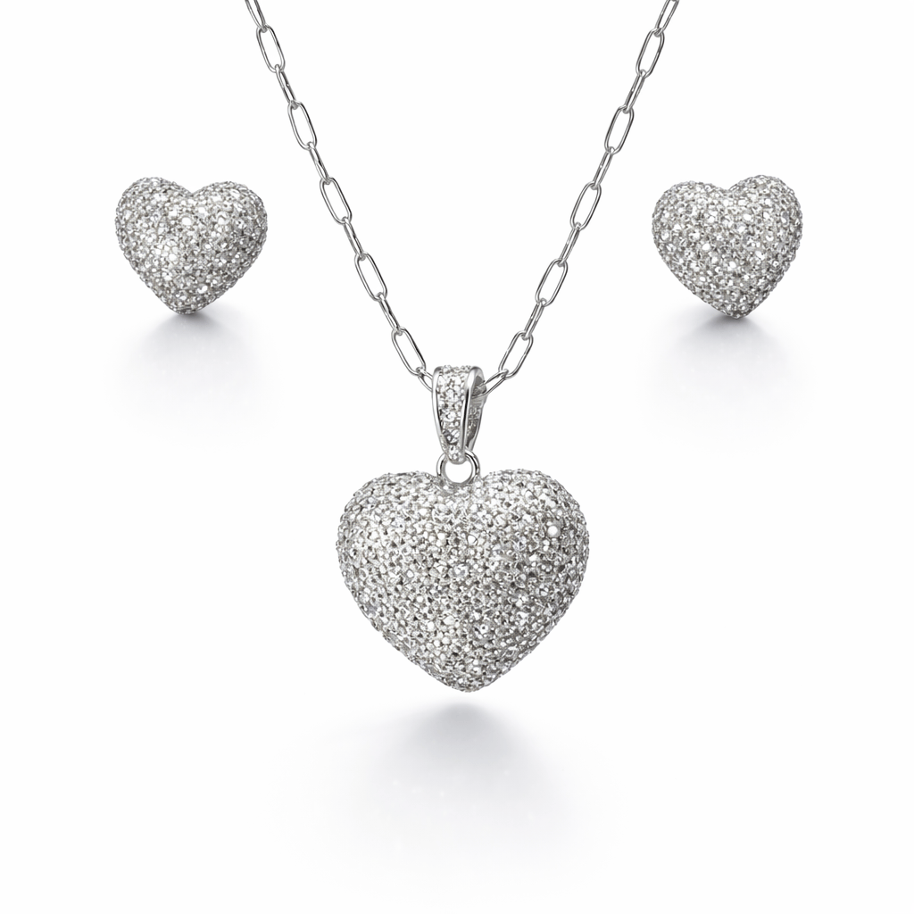Lumière Pavé Heart Jewelry Set
