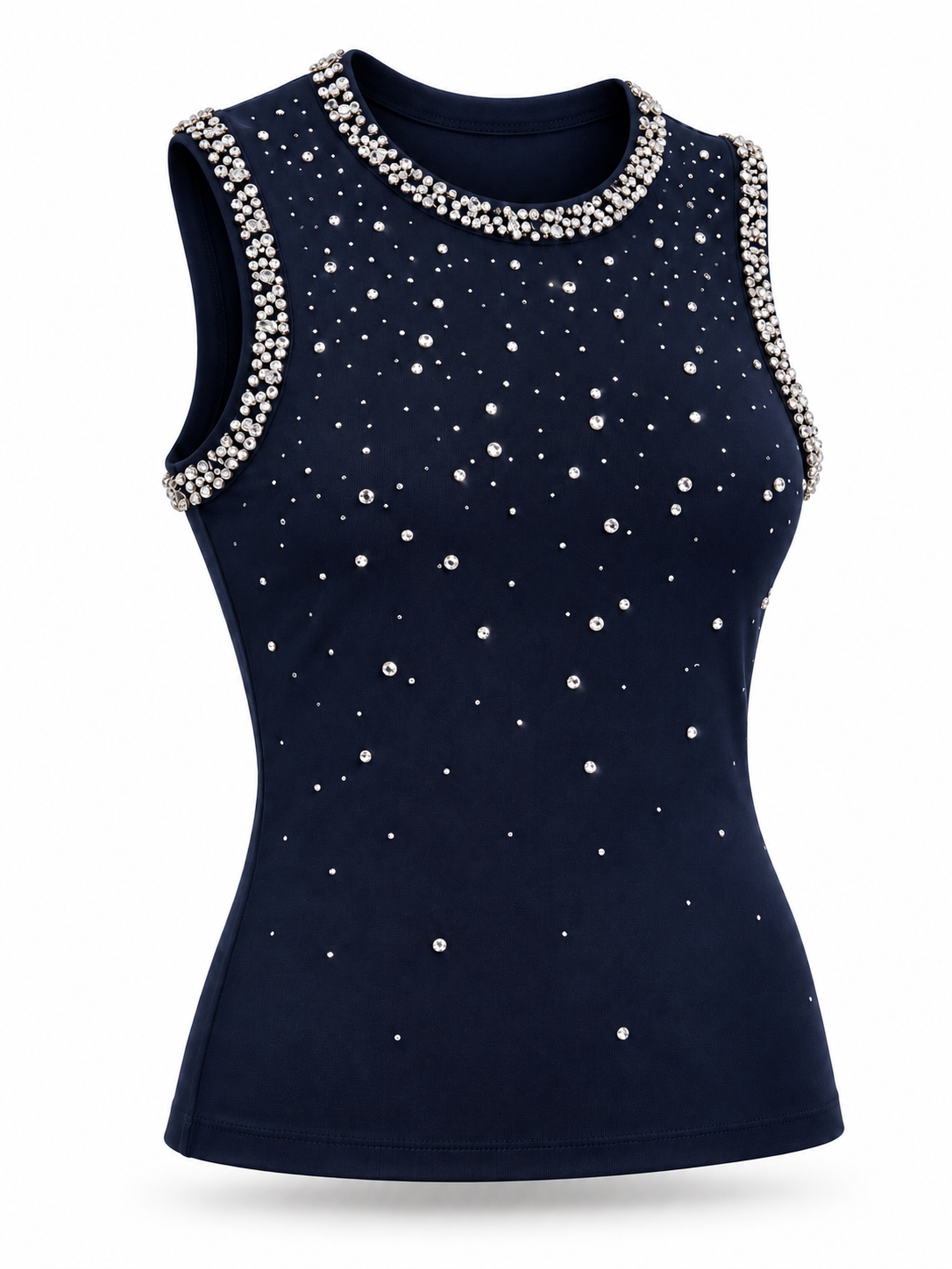 EMBELLISHED RHINESTONE TANK (Navy)