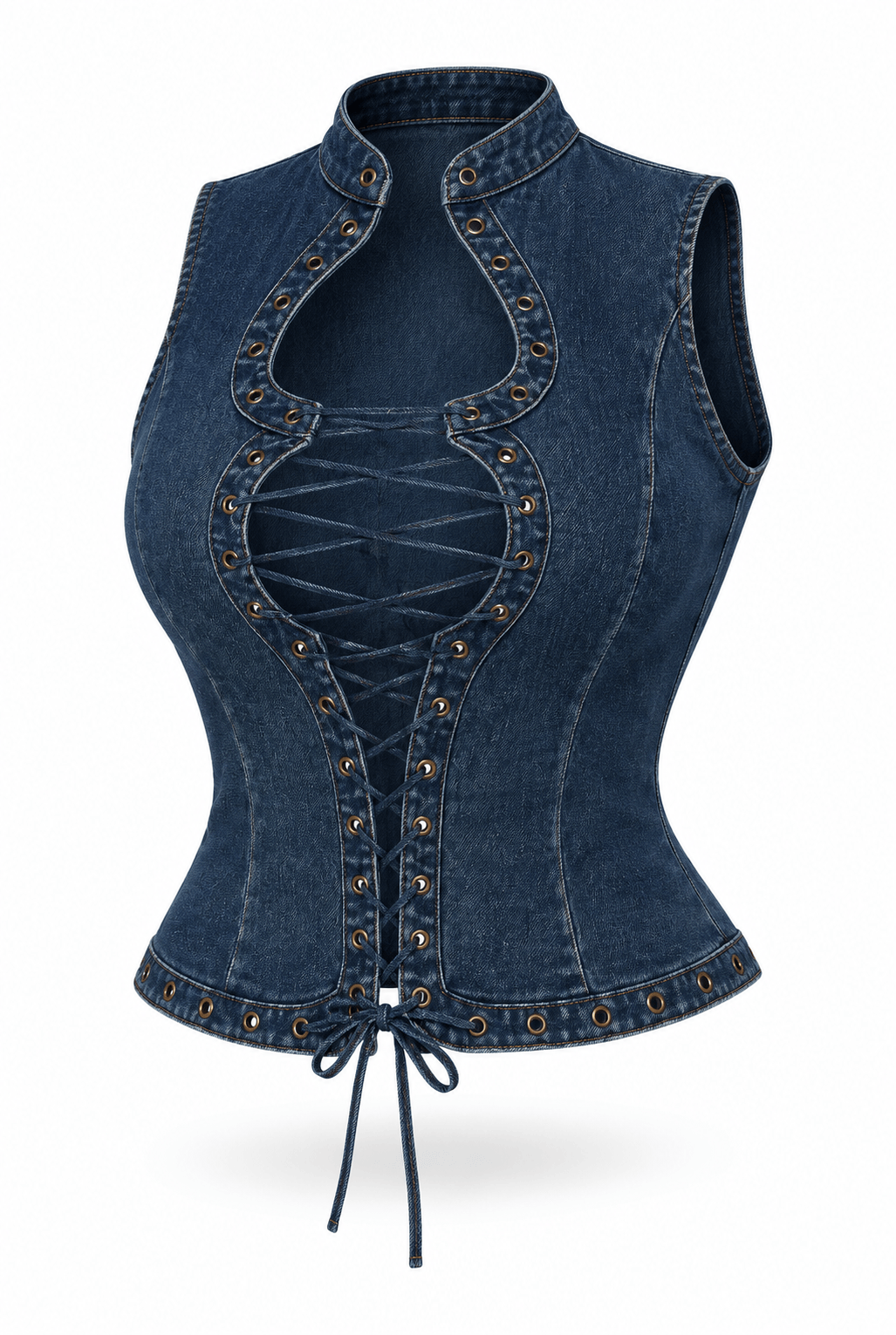 DENIM BUSTIER VEST (DARK WASH)