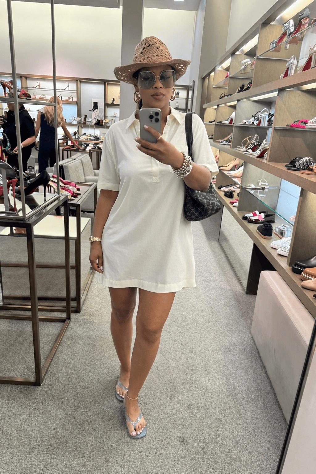 Collared Shirt Dress (OFF WHITE) M