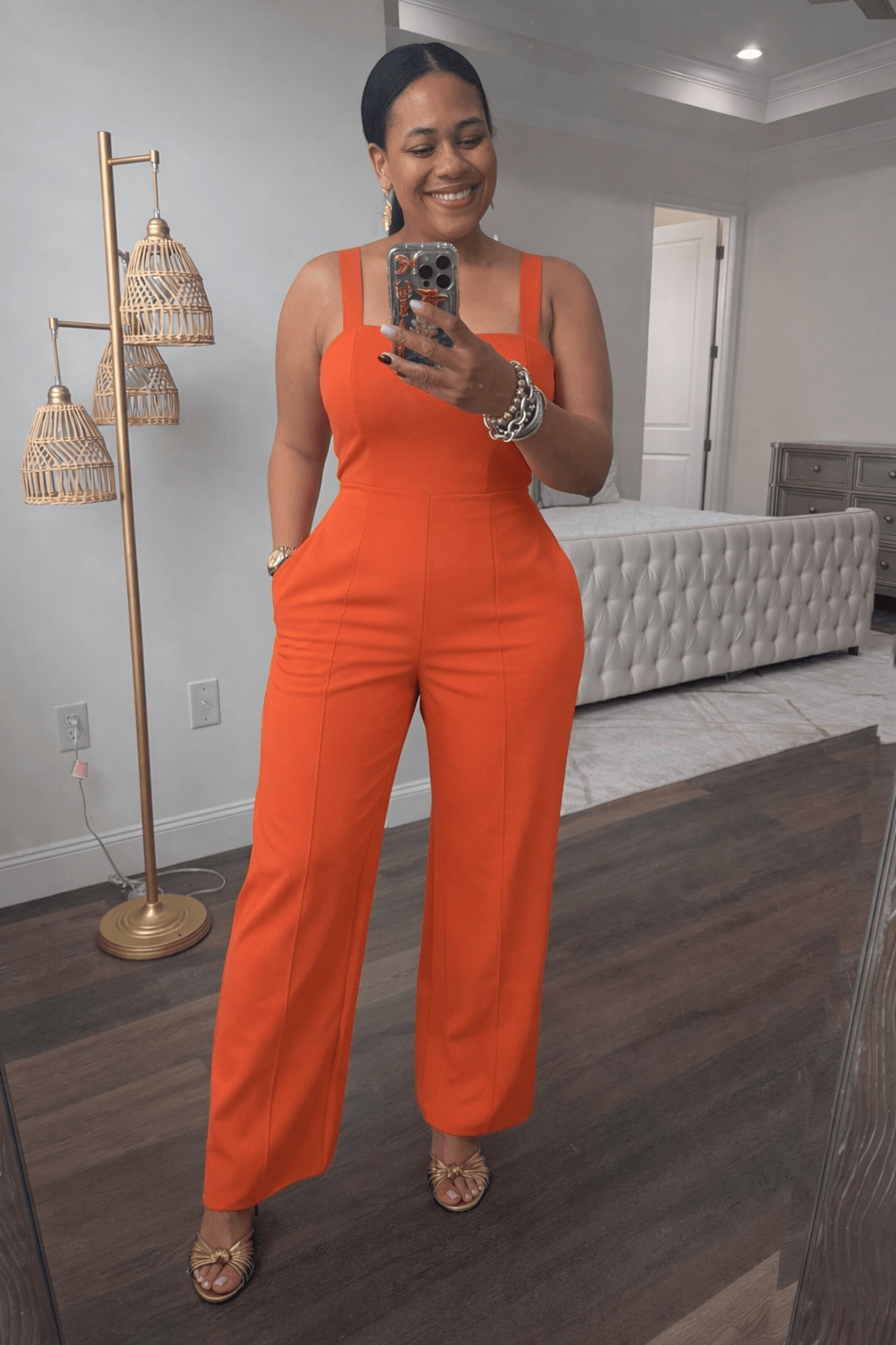Notched Neck Cami Jumpsuit (Rust)
