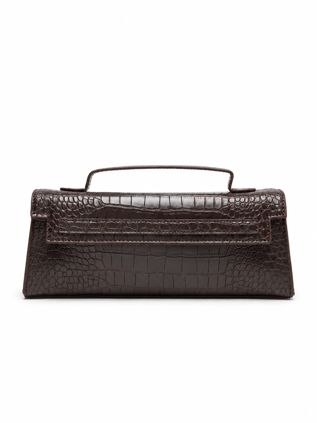 Espresso Croc Top Handle Bag
