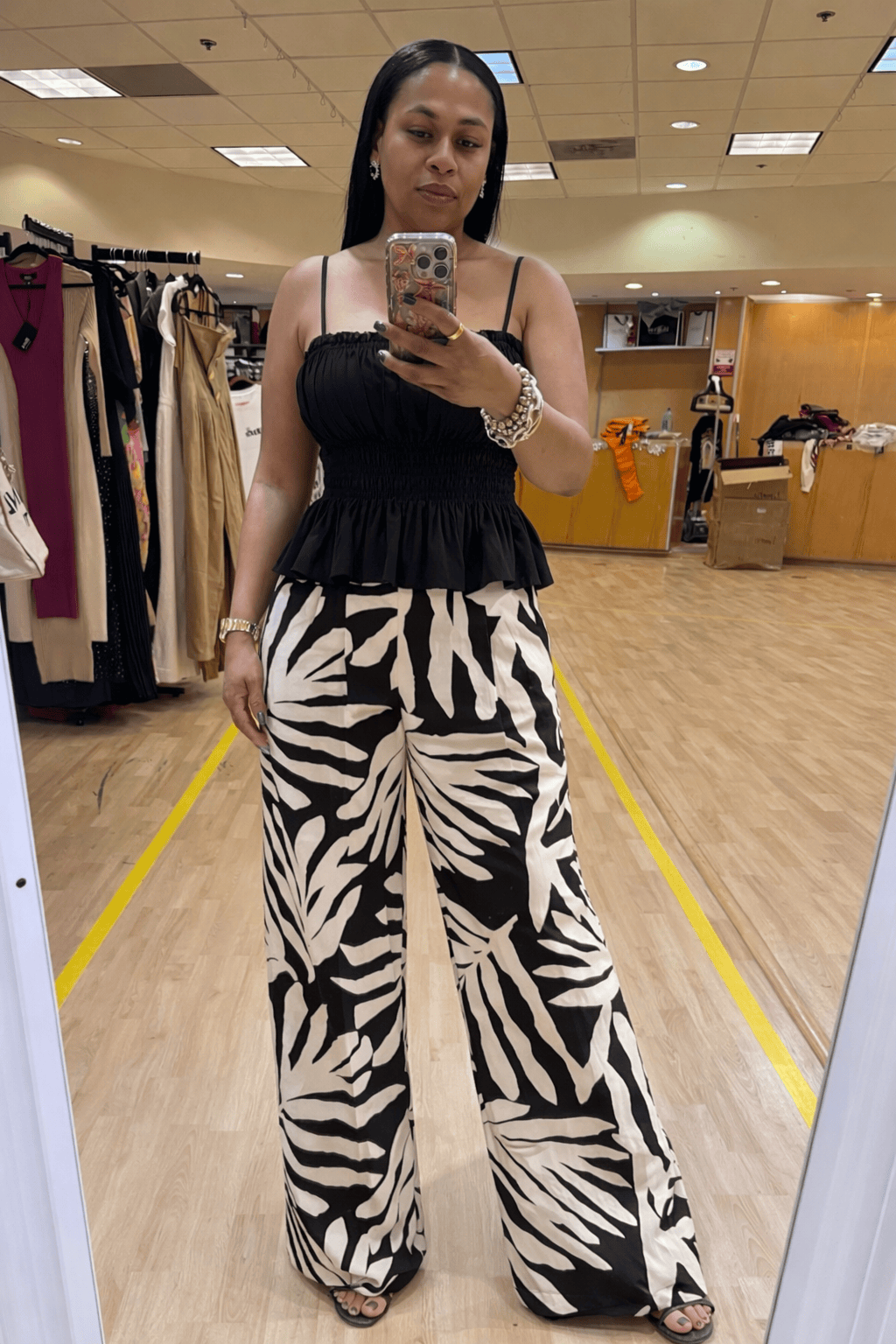 Monaco Muse Palm Pant Set (Black & White)