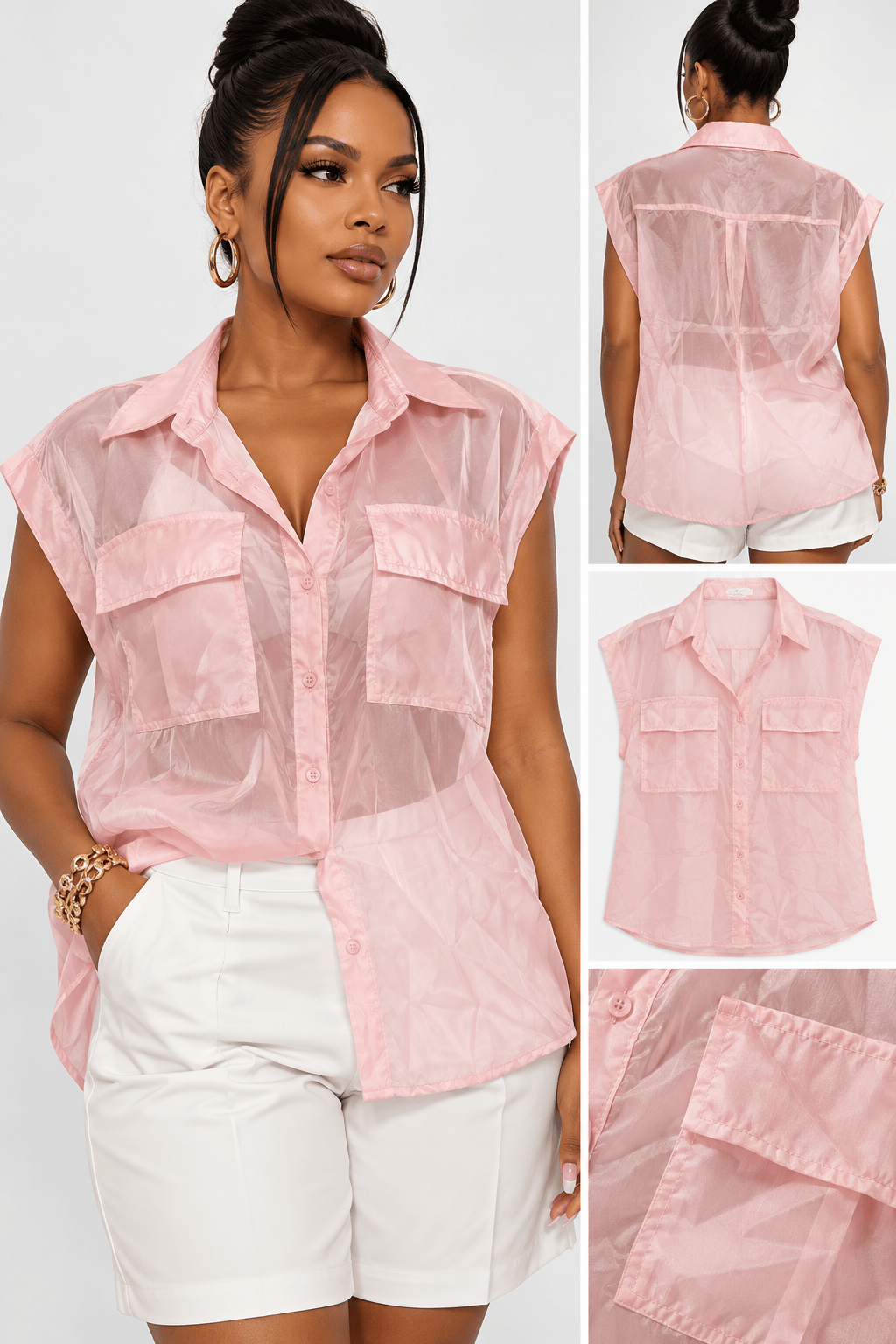 Linen Blouse (Pink)