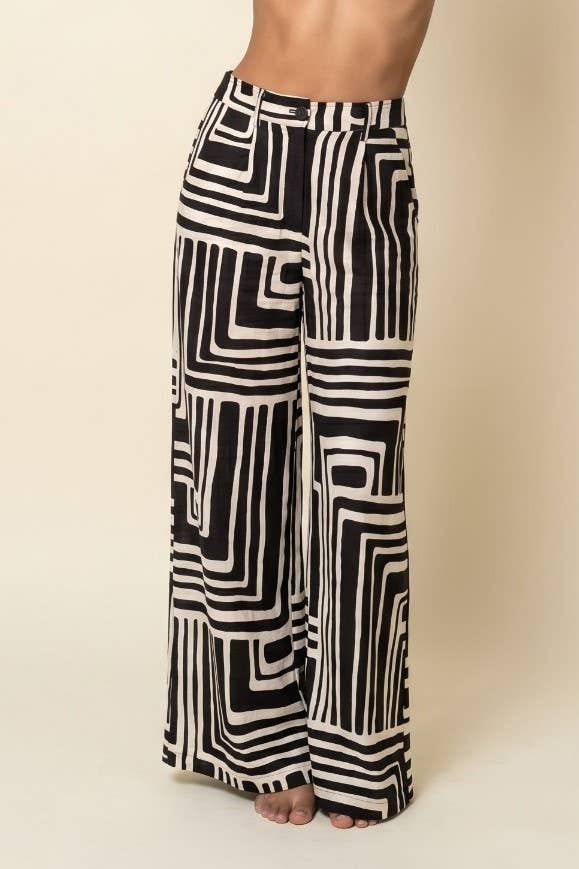 ELASTIC WAIST WIDE LEG PANTS