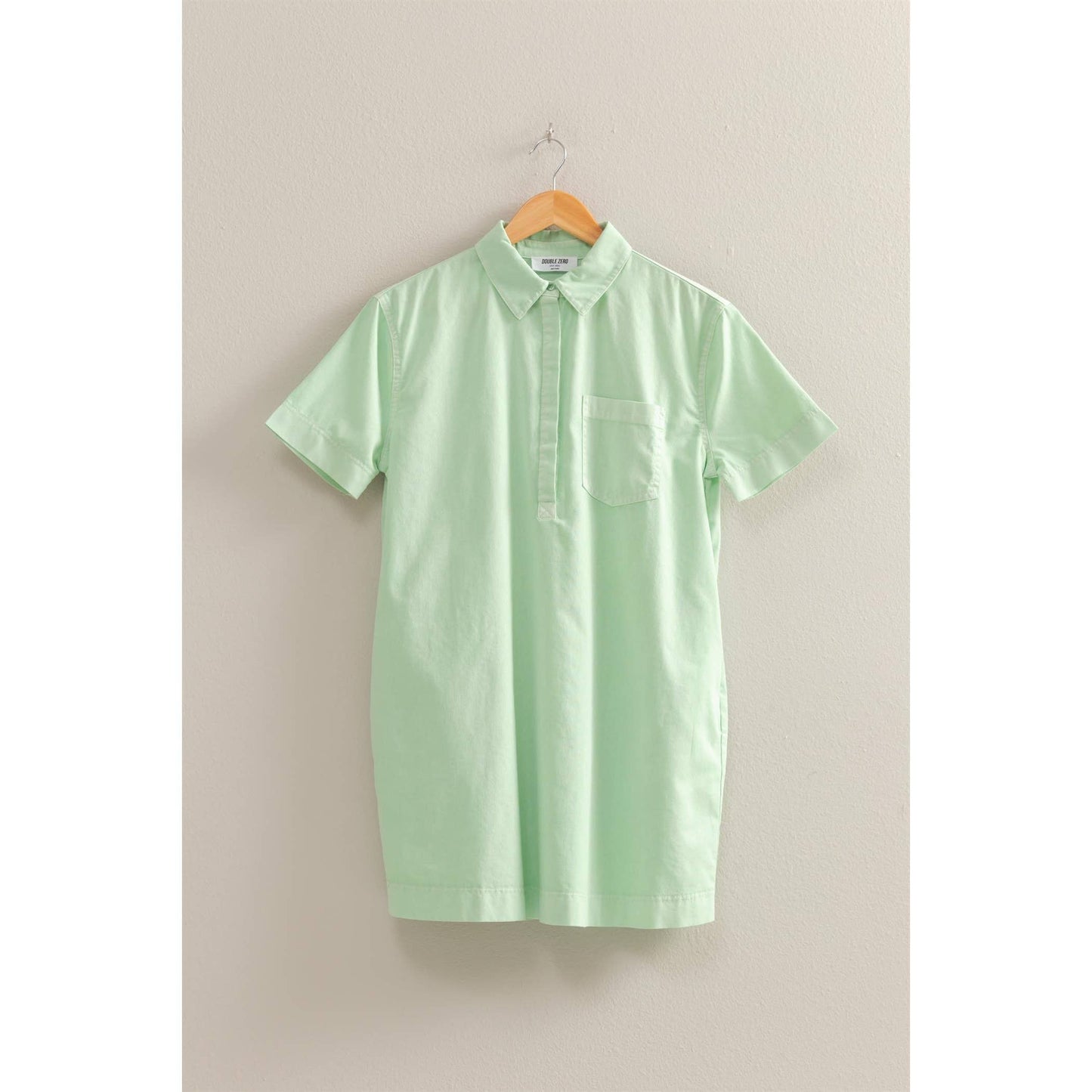 Half Button Up Short Sleeve Mini Dress (CREAM)