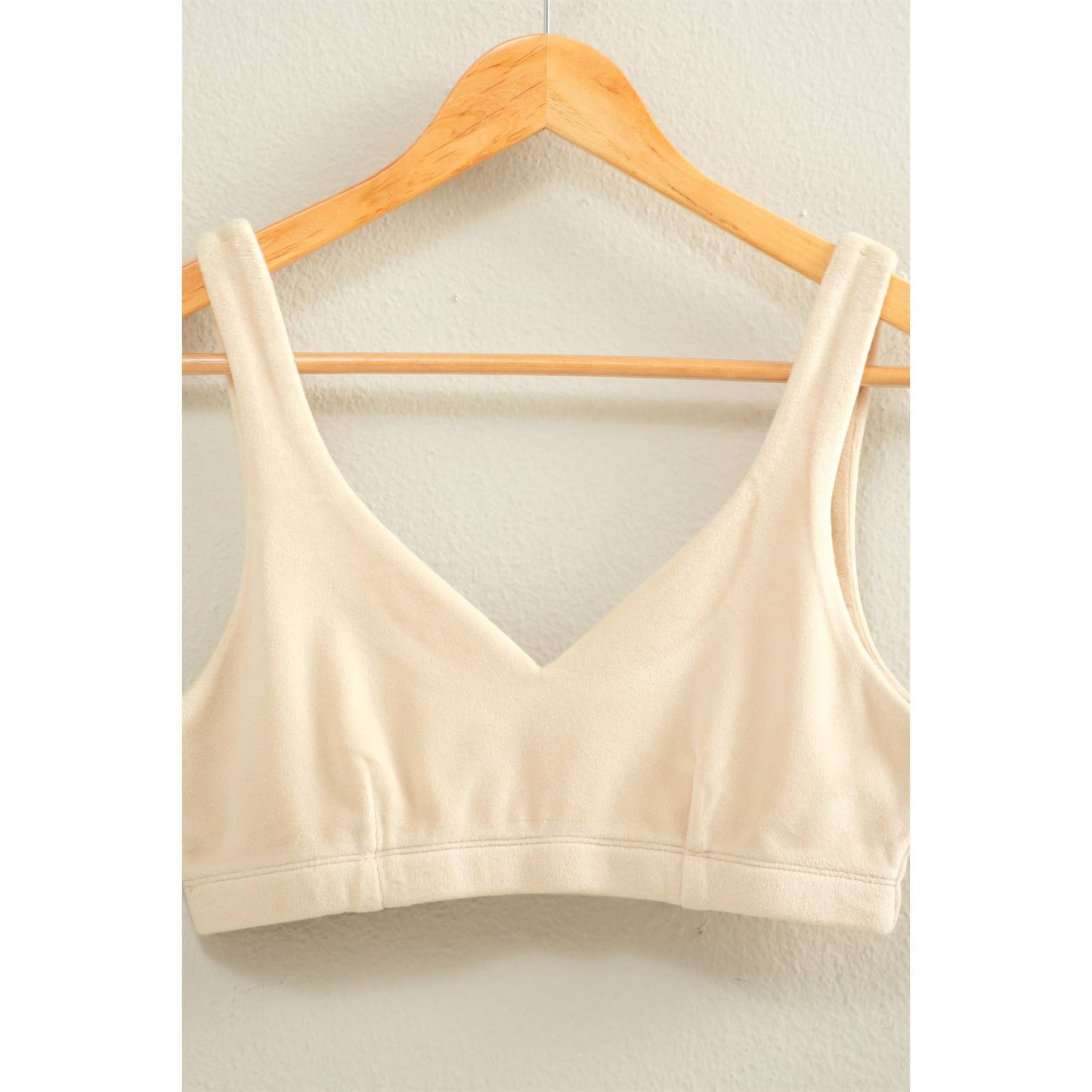 V-Neck Crop Bralette Top (Sand)