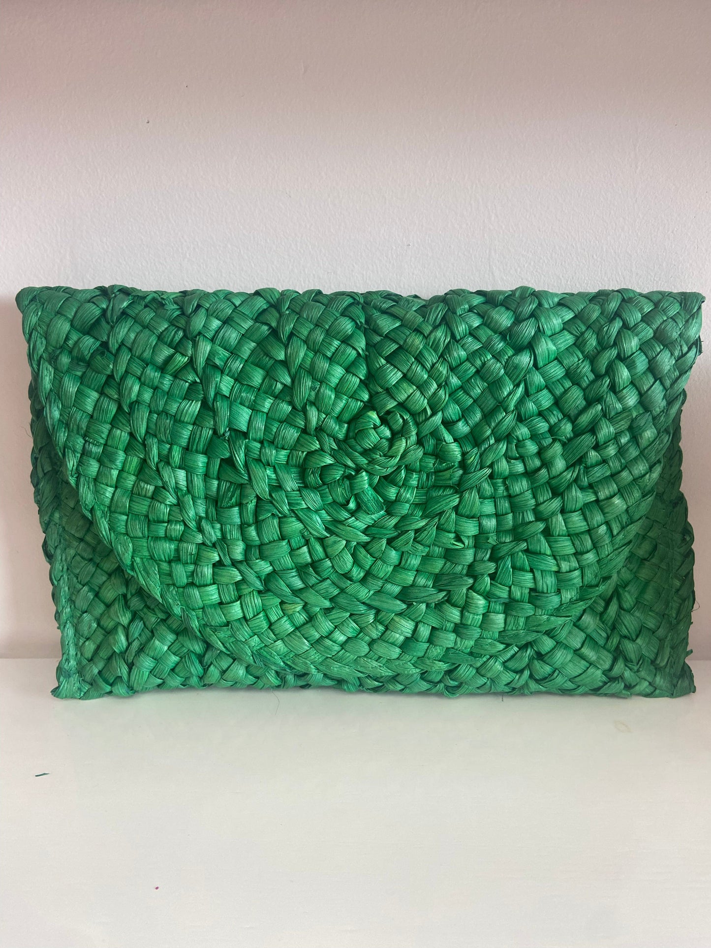 Woven Straw Clutch Bag (Green)