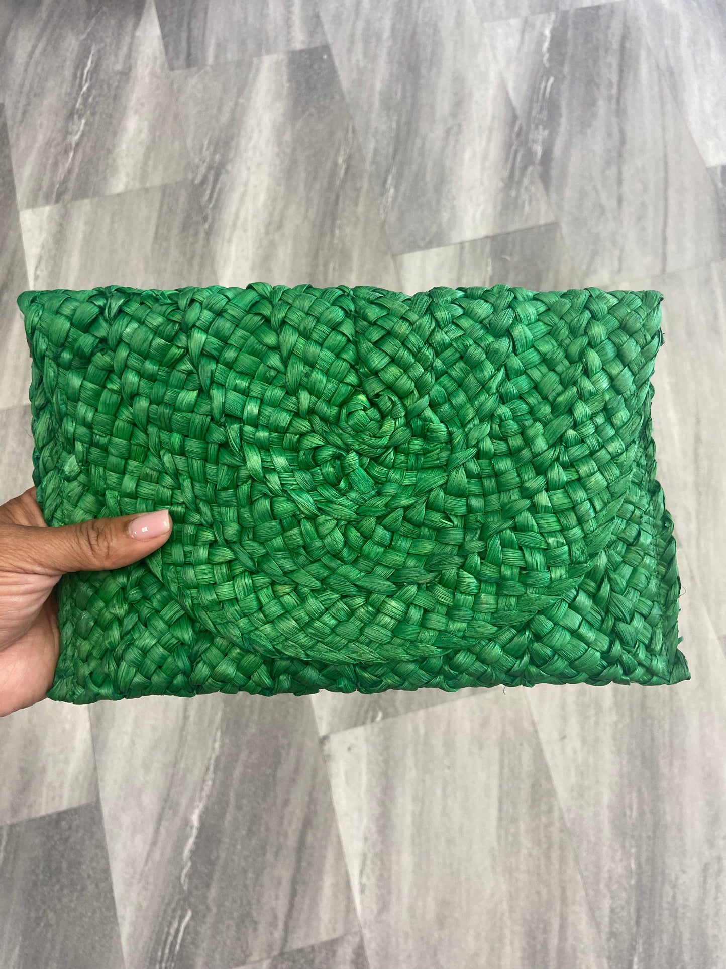 Woven Straw Clutch Bag (Green)