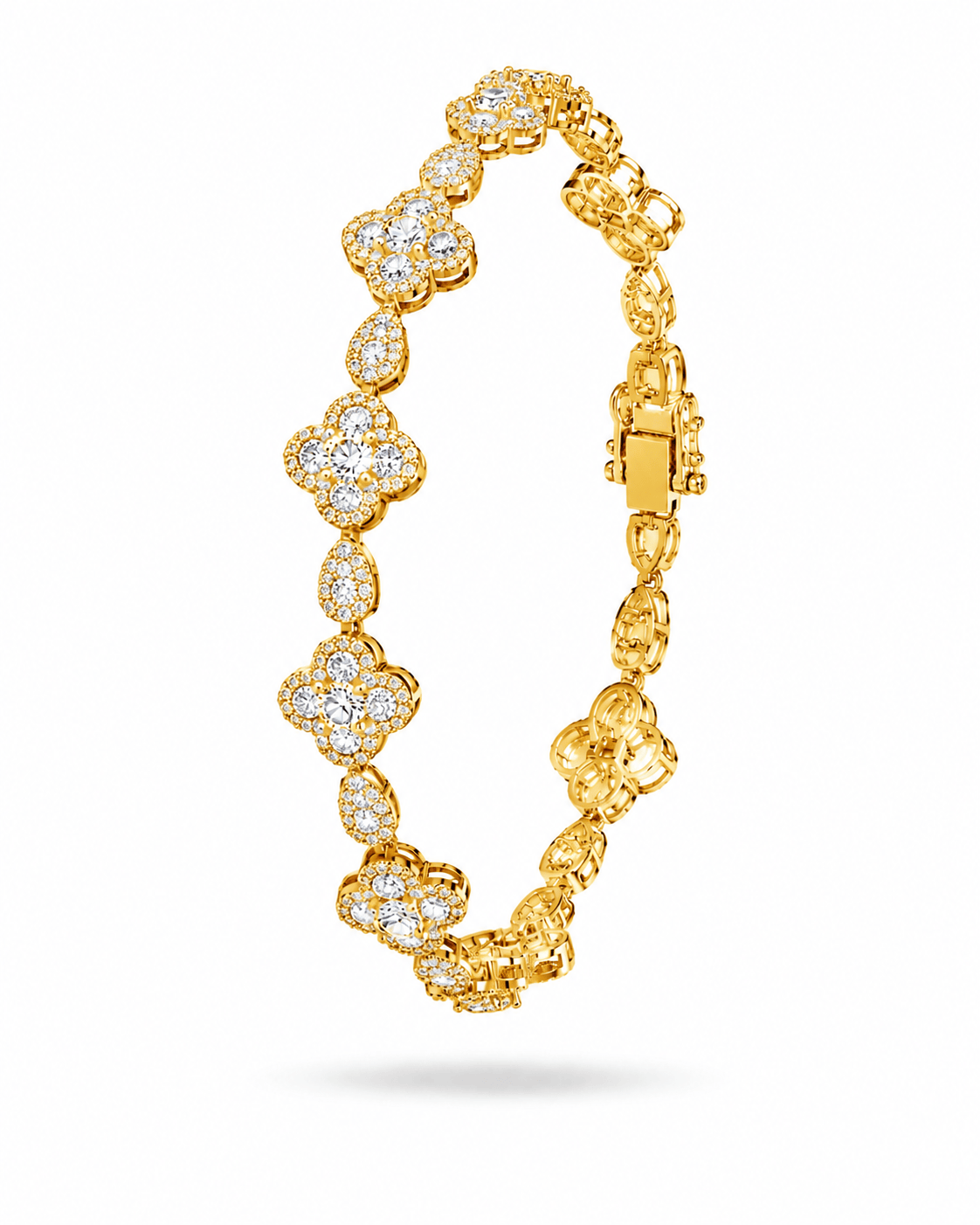 Gold Crystal Clover Tennis Bracelet