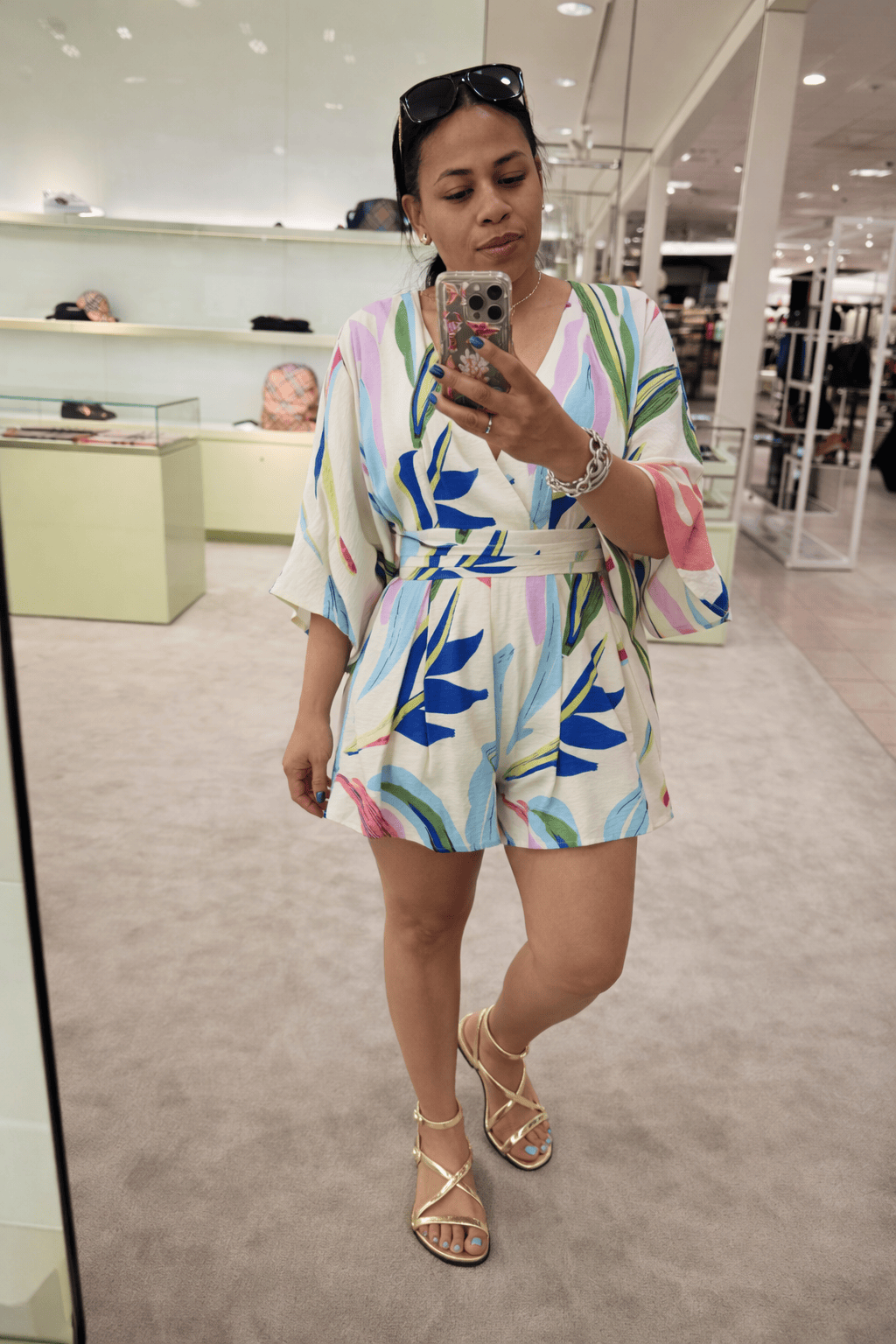 Tropics Kimono Sleeve Romper (Ivory)