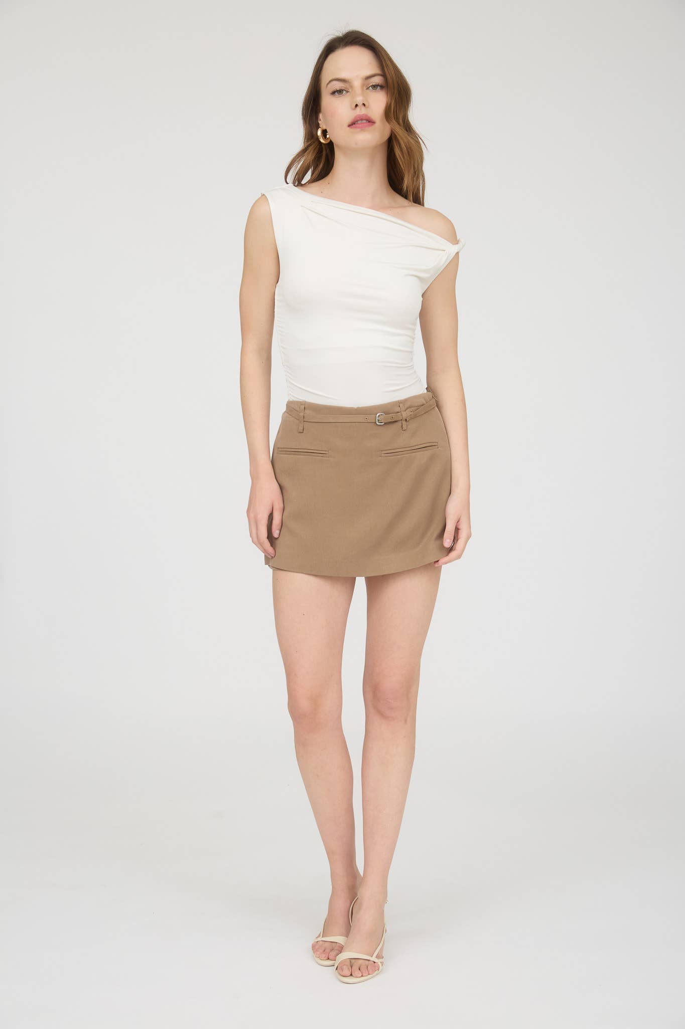 ASYMMETRICAL OFF THE SHOULDER KNIT TOP (Ivory)