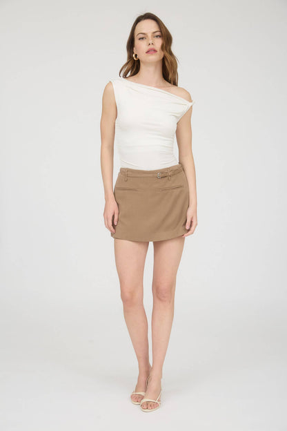 ASYMMETRICAL OFF THE SHOULDER KNIT TOP (Ivory)