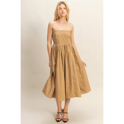 Elegant Fit And Flare Midi Dress: WHITE / S-M-L(2-2-2)