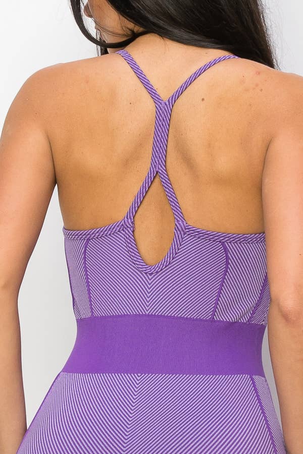 RIBBED SEAMLESSS FITTED JUMPSUIT (ULTRA VIOLET)