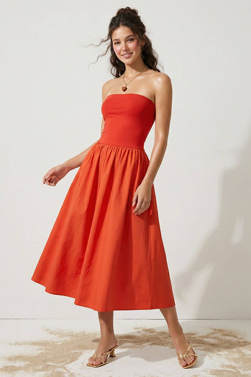 Tube Top Maxi Dress (ORANGE)