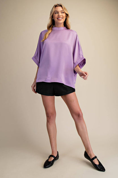Mock Neck Oversize Top (Lavender)