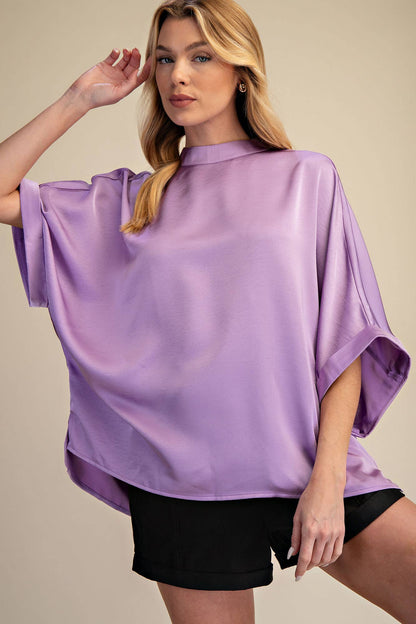 Mock Neck Oversize Top (Lavender)