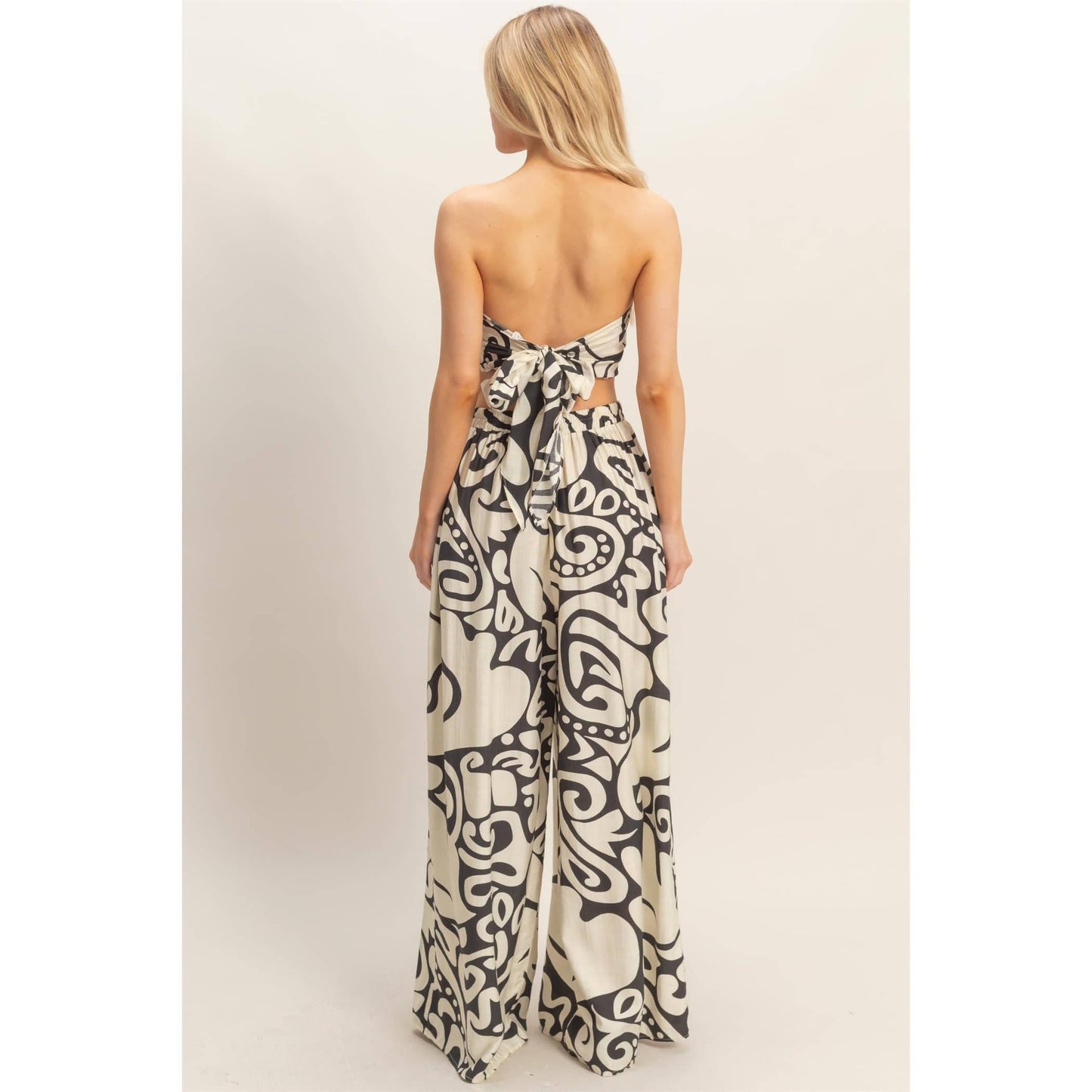 Strapless Top & Wide Leg Pants Set