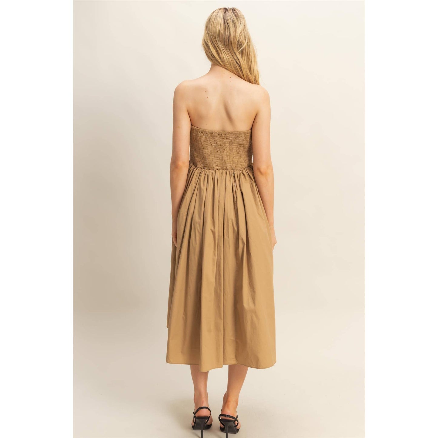 Elegant Fit And Flare Midi Dress: WHITE / S-M-L(2-2-2)