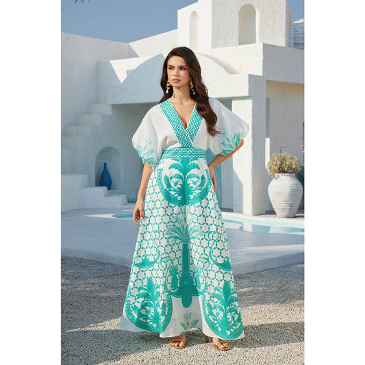 SANTORINI GLAMOUR RESORT LUXE DRESS (GREEN)