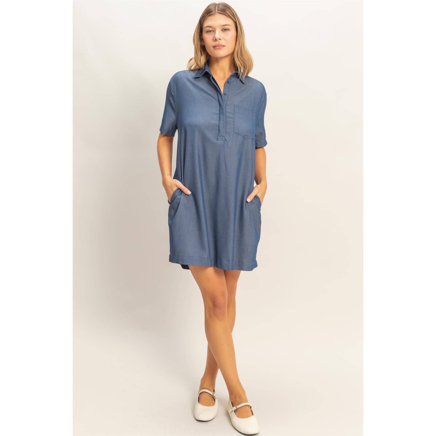 Collared Shirt Dress (DENIM)