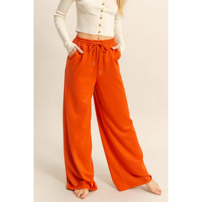 Flowy Knit Drawstring Pants (BURNT ORANGE)