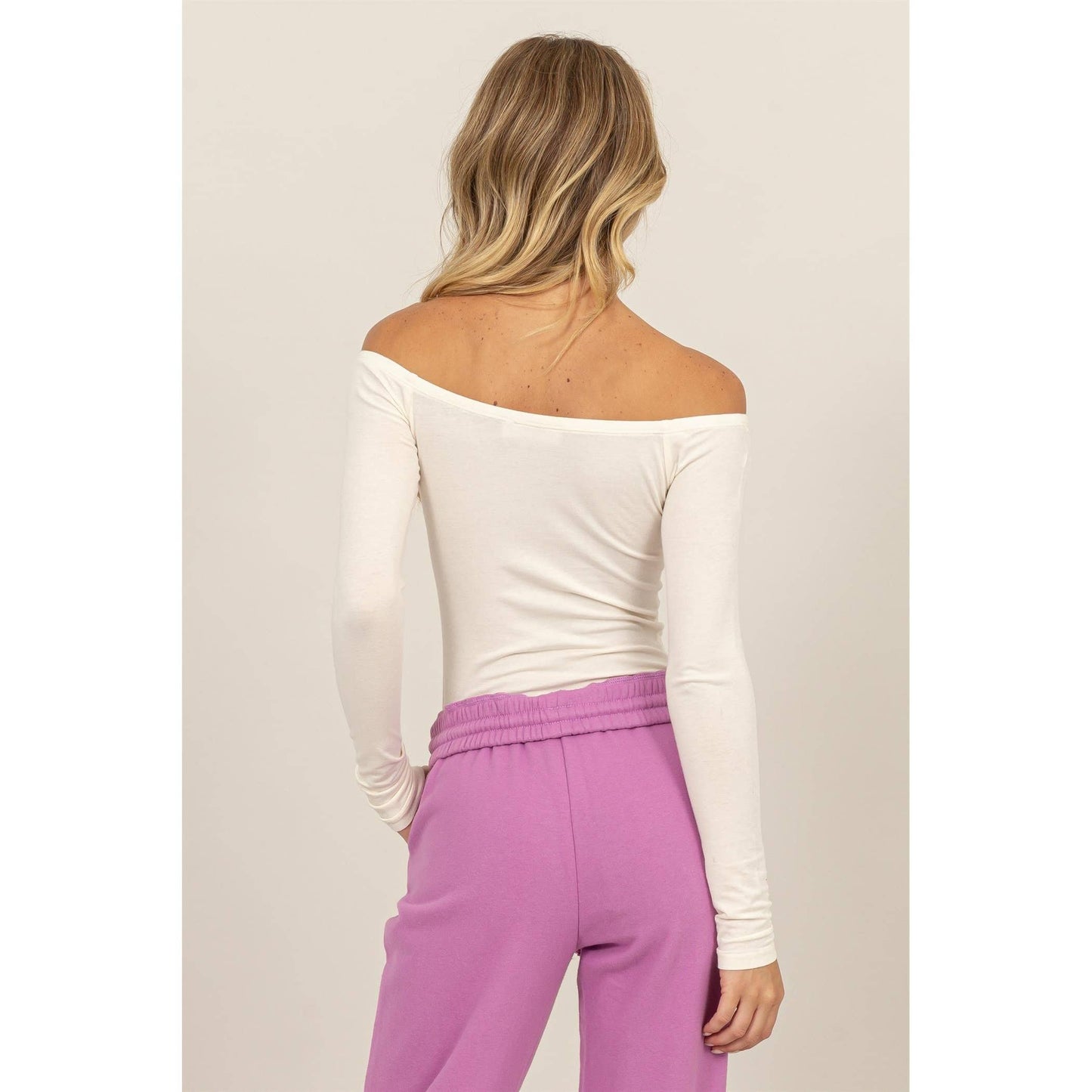 Off Shoulder Long Sleeve Bodysuit