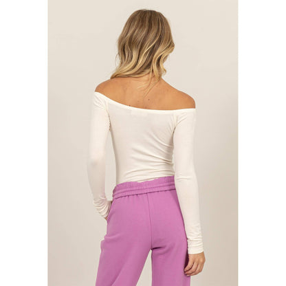 Off Shoulder Long Sleeve Bodysuit