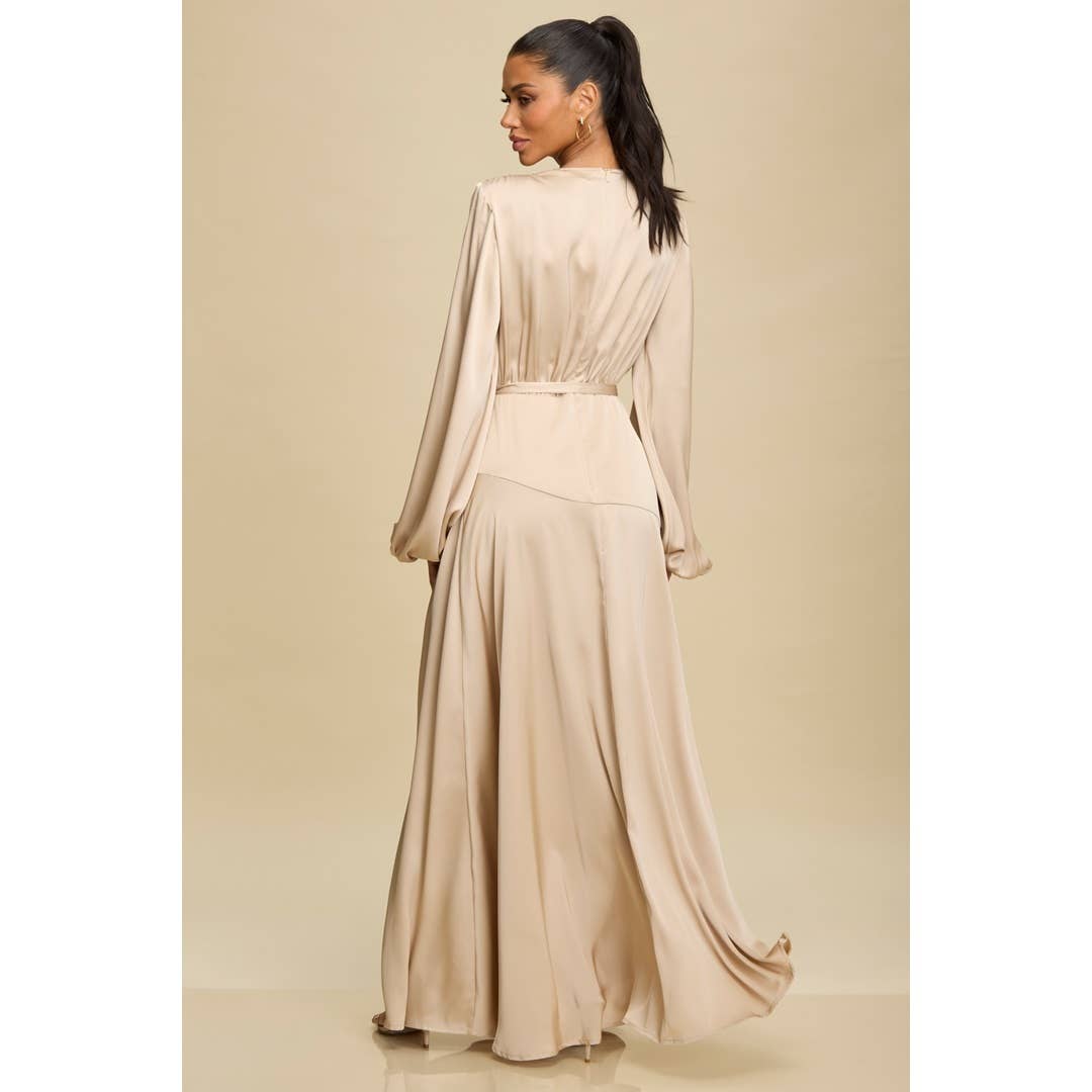 SATIN ULTRA MAXI GOWN (BEIGE)