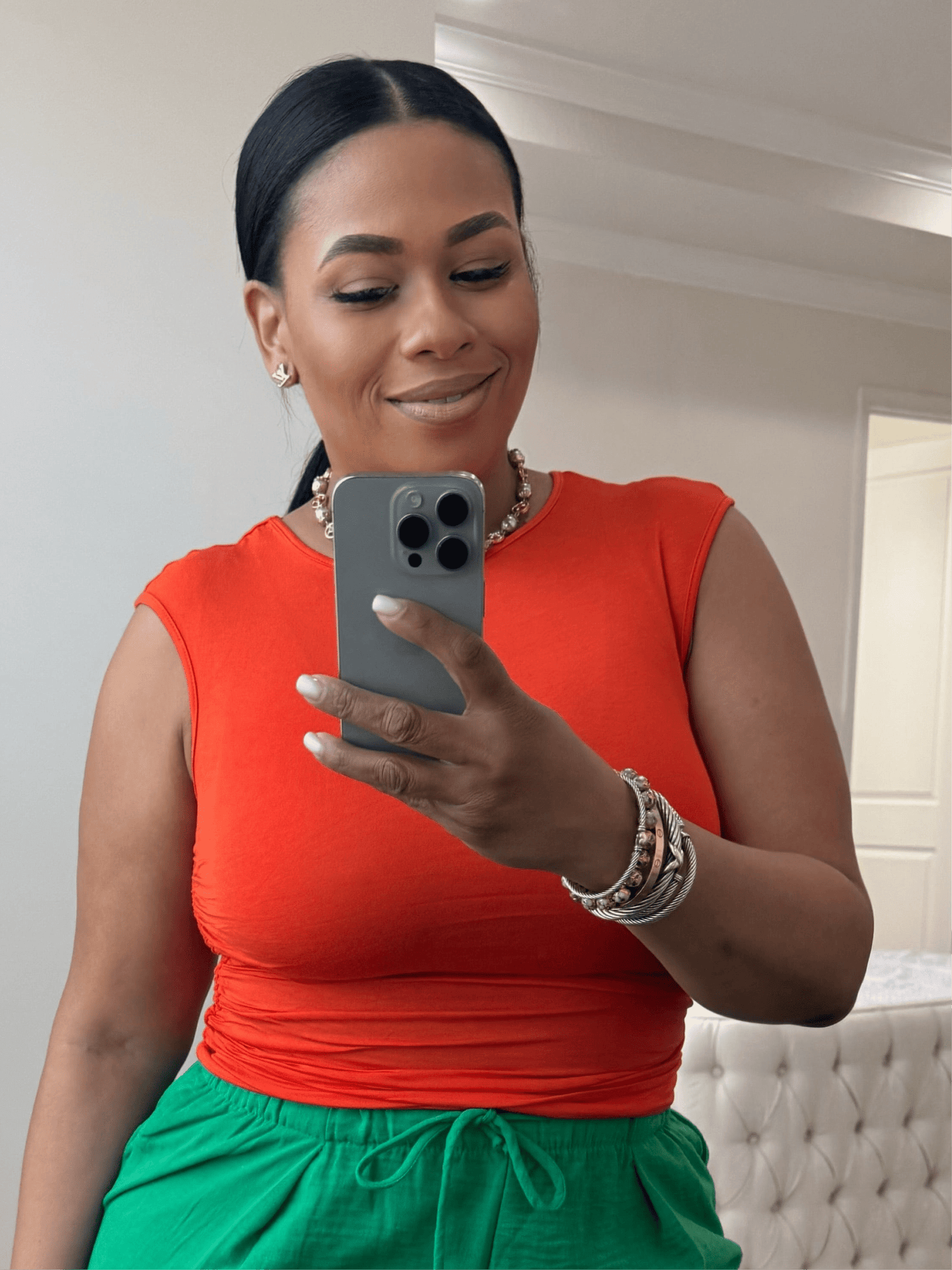 DZ25C194-Cap Sleeve Ruched Detail Top