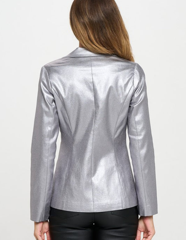 Leather Blazer (Silver)